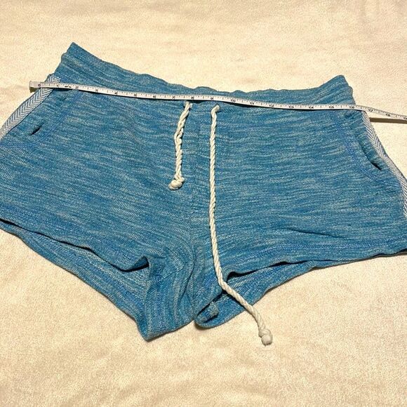 Aerie- Heather Blue Boho Cotton Shorts with Drawstring & Stripes- Size Medium - Picture 6 of 9